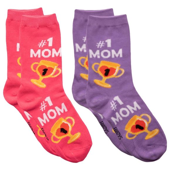 #1 Mom Ma Mother Parent Mama Mammy Momma Champion Socks Foozys Women's 2 Pairs - Picture 1 of 5